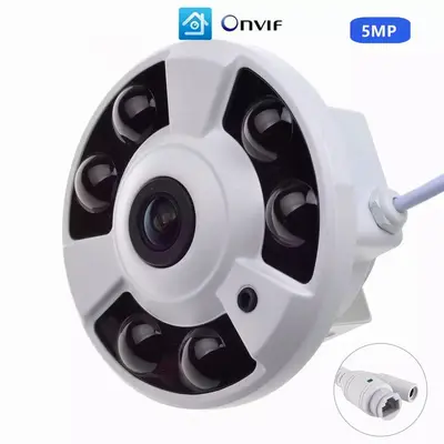 5MP POE Fisheye Security Camera, 360° Panoramic, 1080P HD, Infrared - 2