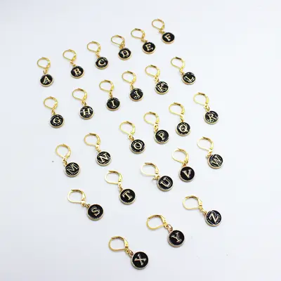 DIY Jewelry Accessories, Double-Sided Pendant, Key Clasp, 26 English Letters, Alloy - 10