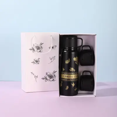Gardenia Pattern Thermos Large Capacity Handled Sports Water Bottle - 9