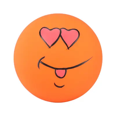 Smiling Face Squeaky Latex Dog Toy, Durable - 10