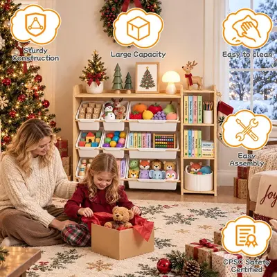Grenzüberschreitendes Massivholz-Spielzeuggestell Aufbewahrungsregal Montessori Kindergarten Spielzeugschrank Kinderregal Spielzeug-Aufbewahrungsgestell