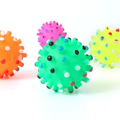 Durable Squeaky Spiky Rubber Dog Ball, Training and Dental Cleaning Toy - 4