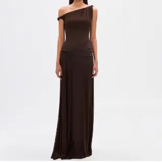 Women's Autumn Winter Dress, Off-Shoulder Asymmetric Pleated Sexy Dress