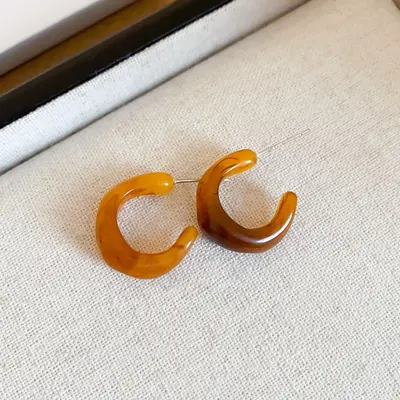 银针树脂不规则几何形镂空耳环轻奢高级感耳钉复古耳饰设计感小众 - 13