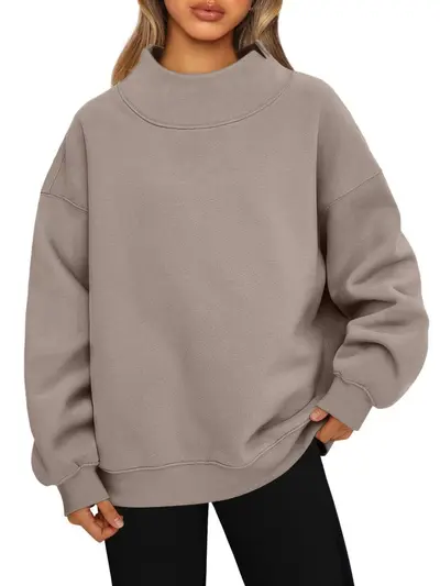 Women's Long Sleeve High Neck Sweatshirt, Fleece-Lined - 10