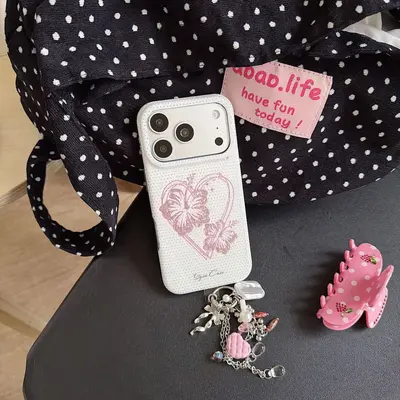 iPhone 18 Pro Max / 17 / 16 Pro Pünktchen-Blumenmuster doppellagig