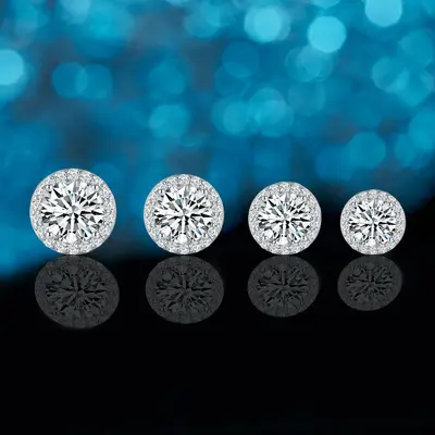 S925 Gümüş Kulak Küpesi D Renk Moissanit Yuvarlak Kaplama Küpe Kore Tarzı Moda Kulak Aksesuarı Kaynak Fabrika Toptan Sınır Ötesi Tedarik