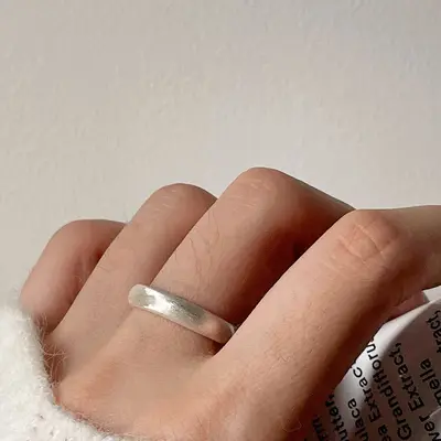925 silver matte ring women, simple and versatile