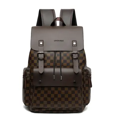 Men's Plaid Backpack, Laptop Compartment, Large Capacity Business - 8