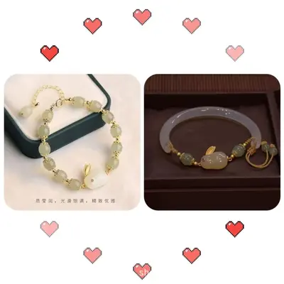 Hetian jade rabbit bracelet for women, zodiac design - 7