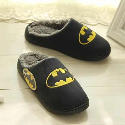 Marvel Örümcek Adam ve Batman peluş terlik, sıcak tutan ev pamuklu terlik