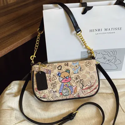Women's Luxury Printed Mini Crossbody Bag with Chain Strap