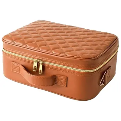 LED Makeup Case with Mirror, Three-Color Light, Portable Large Capacity