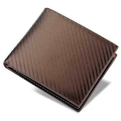 Carbon Fiber Men's Wallet with Zipper and Card Holder, Horizontal - 8