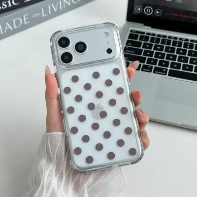iPhone 17 women's phone case, camera protection, green dot pattern - 8
