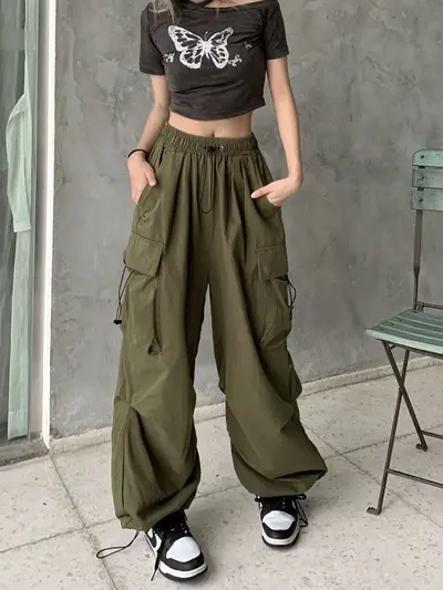 Women's Cargo Pants, Summer, Thin, Loose Wide Leg