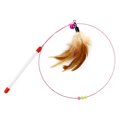 Cat teaser wand toy with two-color feathers, high durability, 6 pcs - 6
