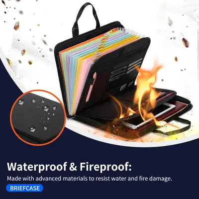 Multi-Layer Fireproof Document Bag, Foldable Accordion File Organizer - 8