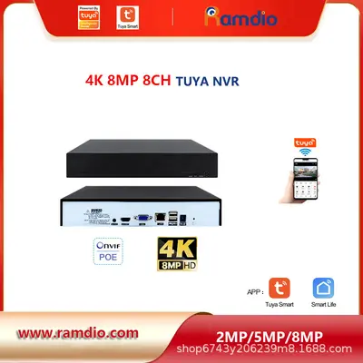 4K 8MP 8CH TUYA HDD NVR 8CH 8 Megapiksel Tuya Akıllı Ağ İzleme Sabit Disk Video Kaydedici - 2