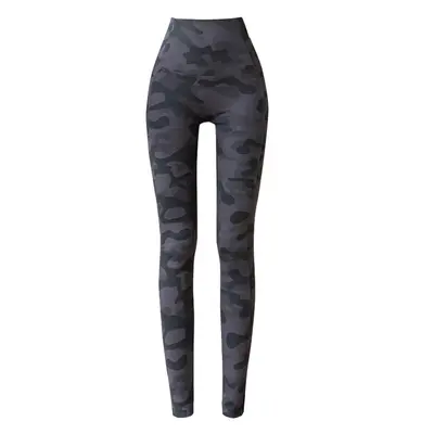 Four-way stretch camouflage yoga pants, high waist, pockets, plus size