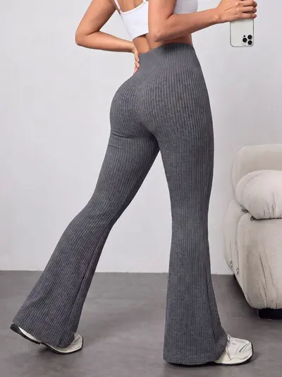 Women's Yoga Leggings Ribbed, High Waist, Tummy Control, Autumn-Winter