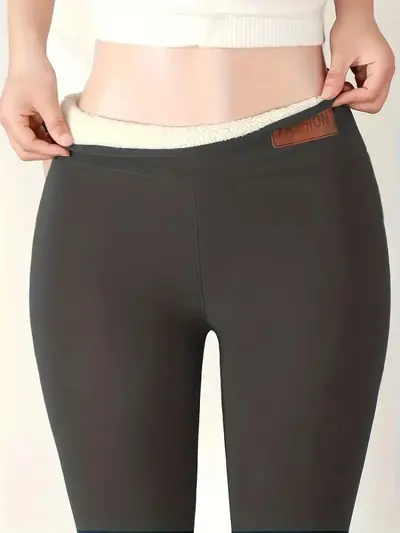 Kadın kışlık polar astarlı kalın taytlık, yüksek bel, cepli, yoga pantolonu - 7