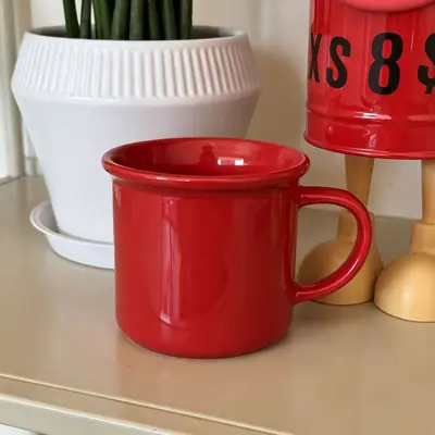 Cute Cartoon Ceramic Mug Couple Set, Bright Red, Christmas Gift - 8
