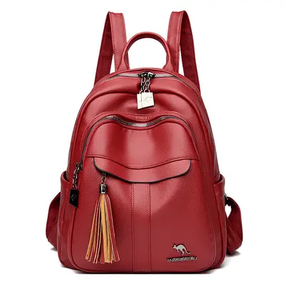 Kanguru Soft Leather Large Capacity Backpack - 8
