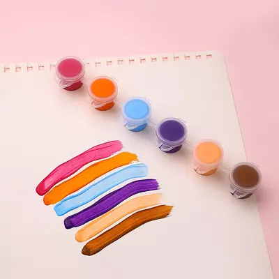 3ml Akrilik Boya Kalemi 12 Renk Bağlı Boya Fırça Seti Çocuk DIY Karalamalar Uçurtma Maske Boyama Boyası - 7