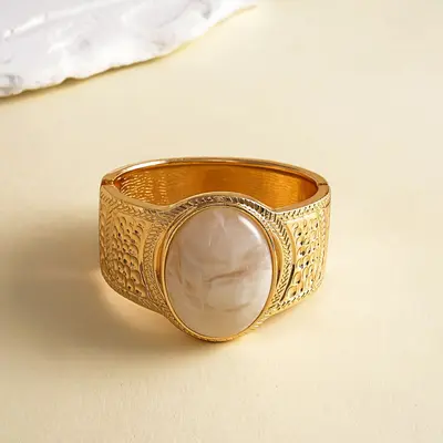 Striated gold bracelet, round, wrinkled design - 12