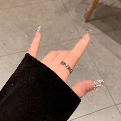 Stainless steel Roman numeral ring with zirconia stones