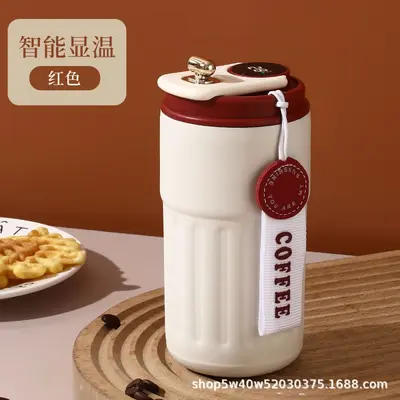 304 Stainless Steel Smart Coffee Mug, Temperature Display, Carry Rope - 8