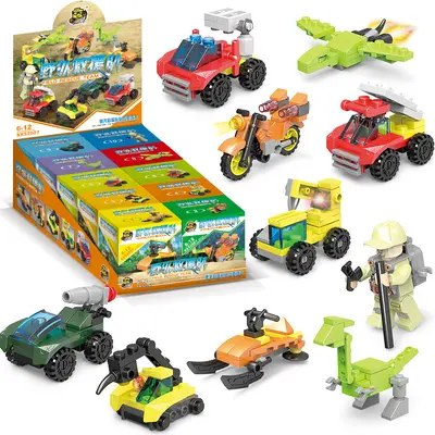 Children's Building Block Car Set, Fire Engine and Police Car - 10
