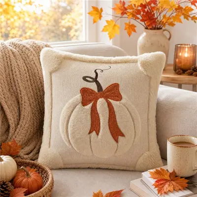 Neue Chenille-Stickerei Kürbis Kissenbezug Maßanfertigung Halloween Kissenbezug Amazon Thanksgiving Sofa Dekoration Kissen Überzug - 6