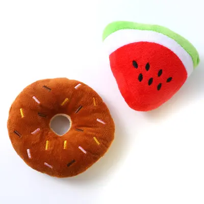 Peluş sesli köpek oyuncağı seti, tavuk budu, donut ve kemik şekilli - 6