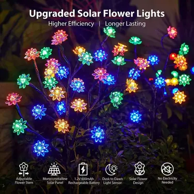 Solar-Gartenleuchte für Außen mit Kirschblütendesign zum Einstecken in den Boden - 8