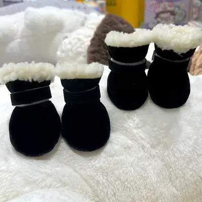 Yumuşak tabanlı peluşlu evcil hayvan botu, kapalı alan kış modeli - 11