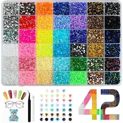 3mm Resin Flatback Nail Rhinestones, Mixed Colors - 10