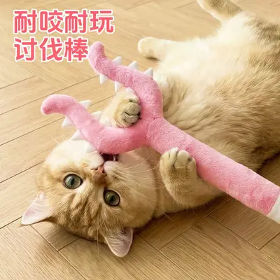 Soft Plush Cat Teaser Wand with Fork Tip for Training and Play - 5