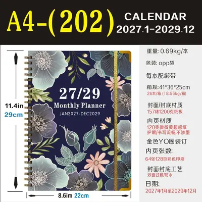 Planer-Spiralnotizbuch 2027-2029, Englisch, A5 - 8