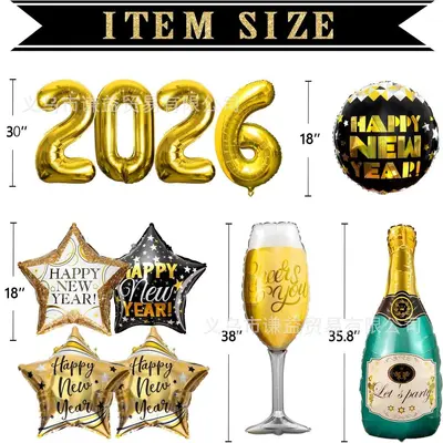 2027 yeni yıl balon seti, mutlu yıllar parti dekorasyonu