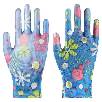 Non-Slip PU-Coated Palm Work Gloves with Dipped Rubber - 11