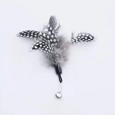 Wooden Handle Cat Teaser Wand with Feather and Bell, Replaceable Heads - 11