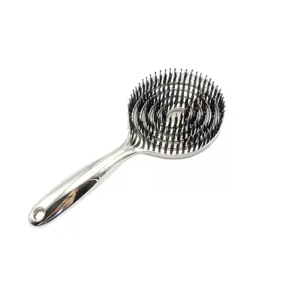 Boar Bristle Massage Comb, Silver-Plated, Lollipop-Shaped Mosquito Coil Comb - 4