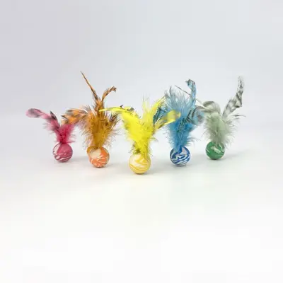 Interactive Cat Toy Ball with Feather Shuttlecock and Rubber Ball for Self-Play - 10