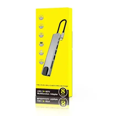 Cross-border Type C8-in-1 Docking Station USB Converter, Same Screen Network Card Laptop Eight-in-One Docking Station RJ45