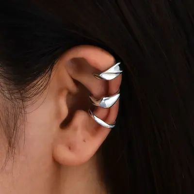 Schlichtes Ohrclip-Set mit unregelmäßigen Linien, 3-teilig - 7