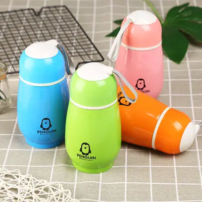 Children's Stainless Steel Thermos Cup, Penguin Design, Printed Logo - 4