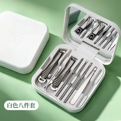 跨境不锈钢指甲刀套装定制logo指甲剪挖耳勺高质量指甲钳修脚工具