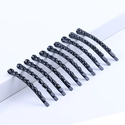 Single Word Firket Super Bright Single Row Black Crystal Diamond Alloy Firket Hair Clip Top-Tier Niche Hair Accessories Wholesale